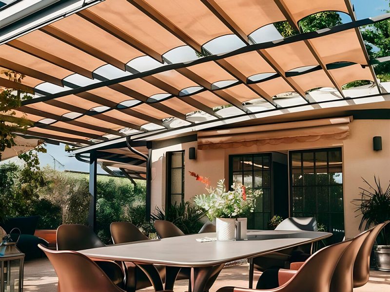 modern-patio-furniture-include-pergola-shade-structure-awning-patio-roof-dining-table